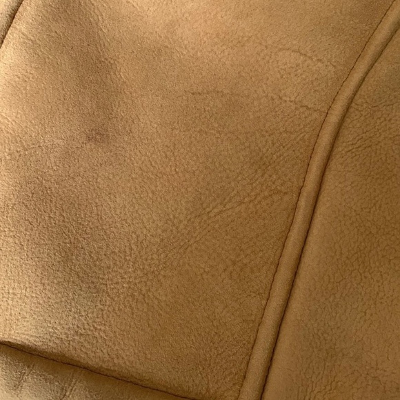 VINTAGE KISTLER  SHEEPSKIN  SHEARLING COAT JACKET TAN SUEDE 70S WOMENS L - Picture 9 of 13